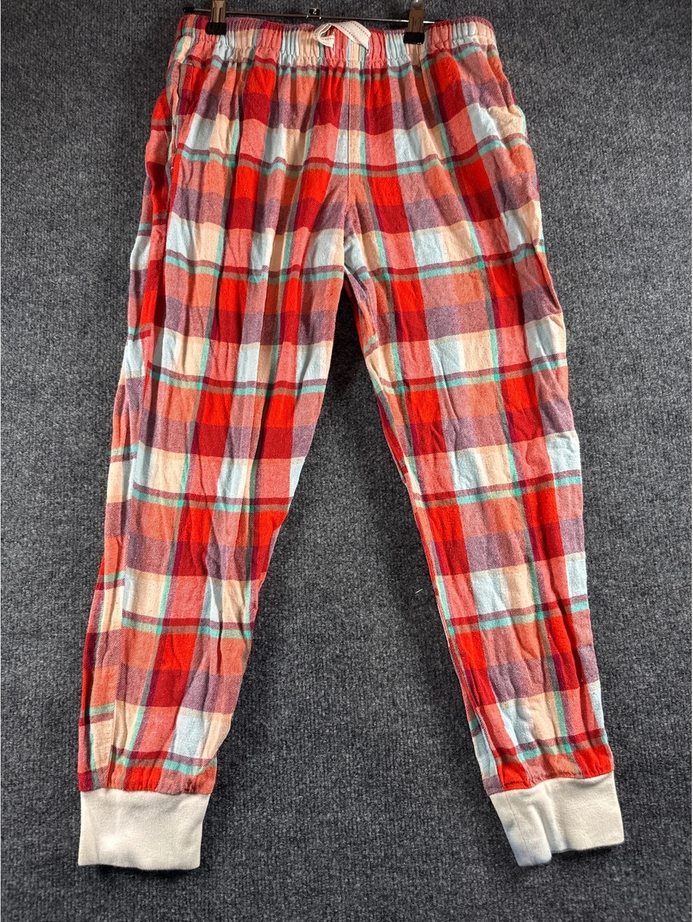 Old Navy Women’s Small Plaid Flannel Jogger Lounge Pants Red Multicolor
